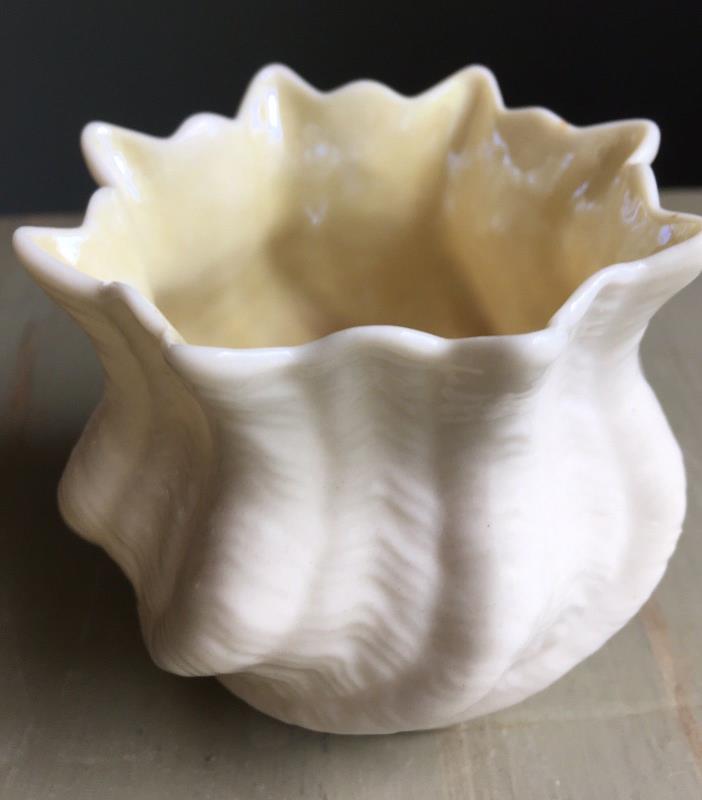 Vintage Belleek Ivory Vase with Twisted Shell Design 4th Mark