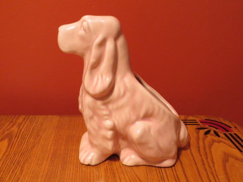 Vintage Ceramic Art Pottery Pink Planter Flower Vase Cocker Spaniel Dog c1940's