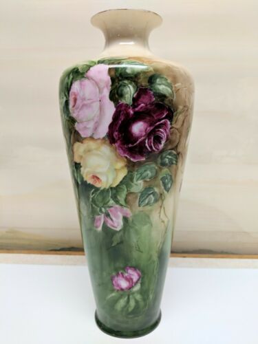 Beleek Porcelain Hand Painted Vase Roses 13