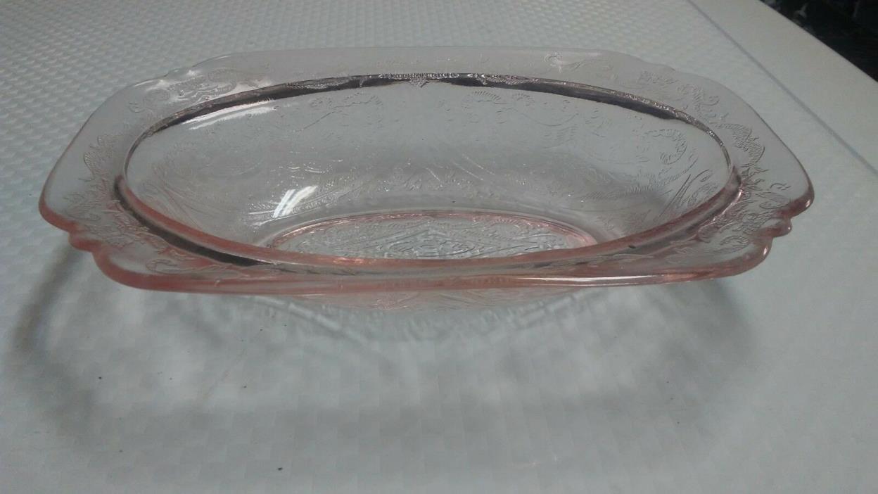 Antique Depression glass Pink Oblong Bowl