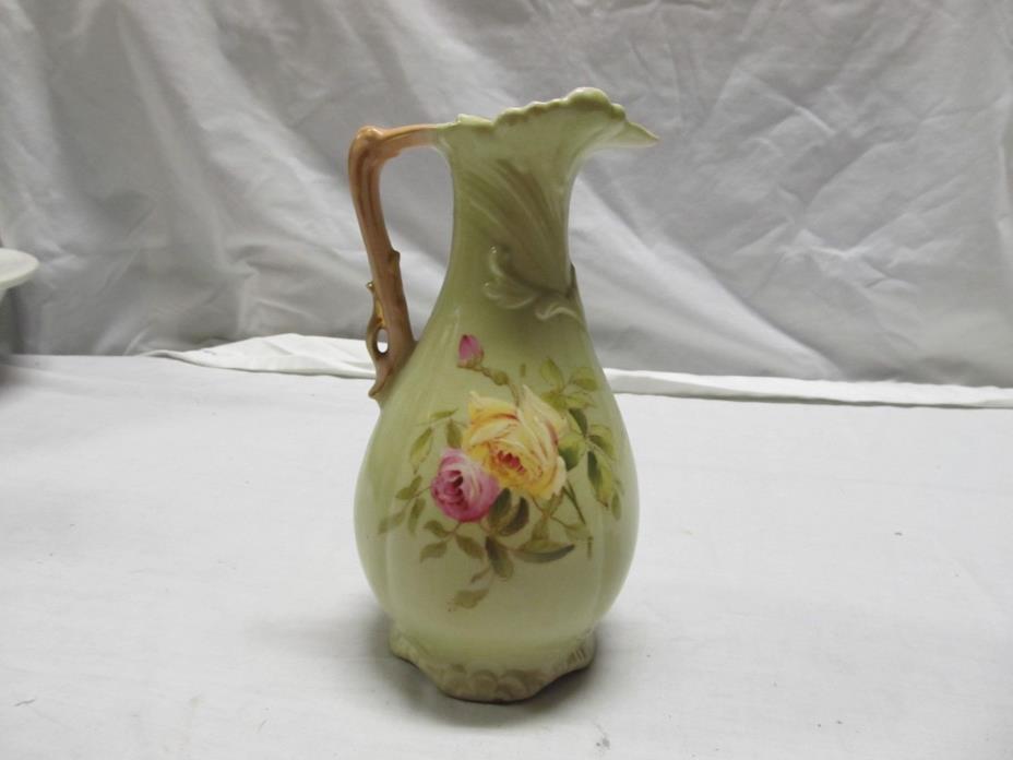 Antique porcelain Royal Wettina RH Austria Ewer hand-painted Pitcher vase 8