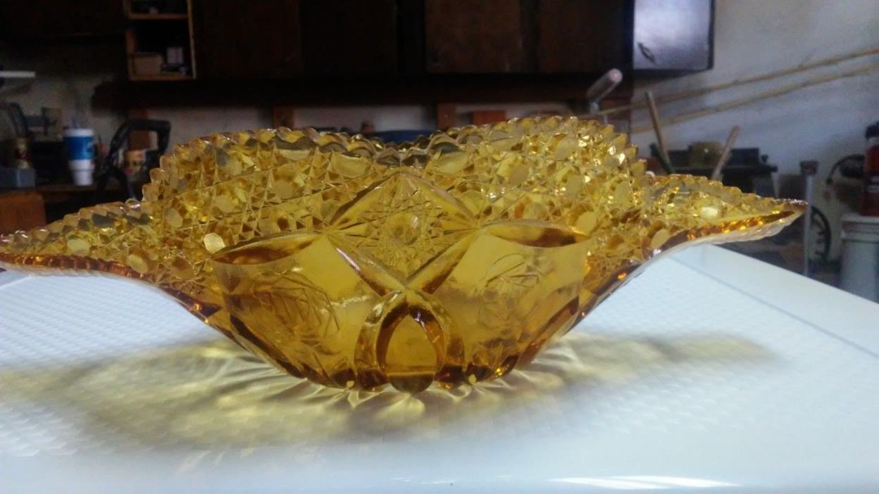 Depression glass Amber Cut Crystal Fruit Bowl