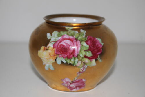 ANTIQUE HAND PAINTED ST.KILIAN OS VASE OR TEA STRAINER-PORCELAIN INSERT-GERMANY