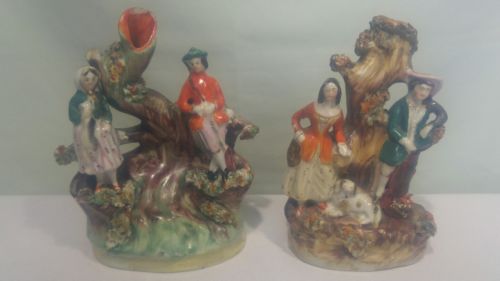 19th Century Staffordshire Porcelain Figural Bud Vases