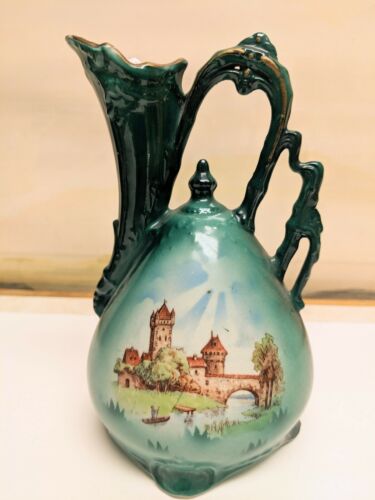 Antique Czechoslovakia Porcelain Vase Unique Design  7 1/4