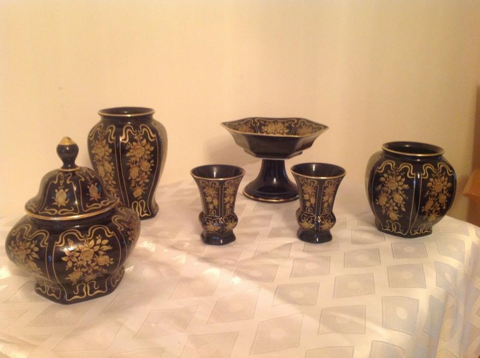 German Bavaria Bareuther Waldsassen set of  Porcelain Vases Echt Kobalt Cobalt