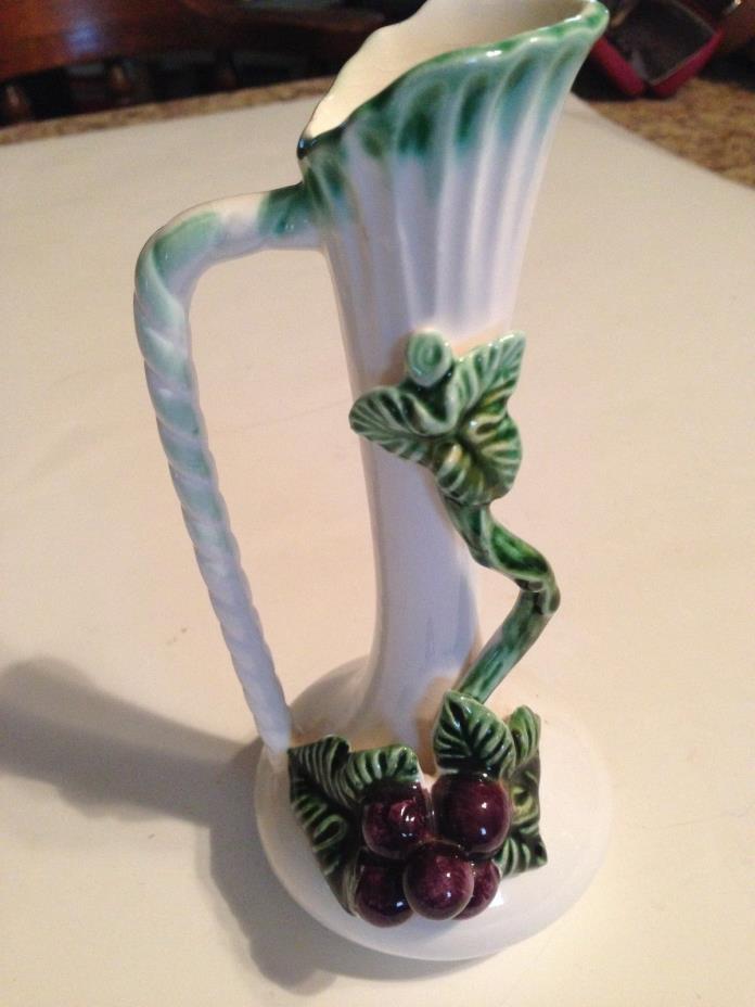 Ceramic- Rose Bub Vase with Grape and Leave Design
