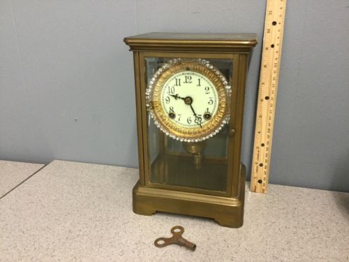 Early Ansonia Crystal Regulator Clock. Working. See Below