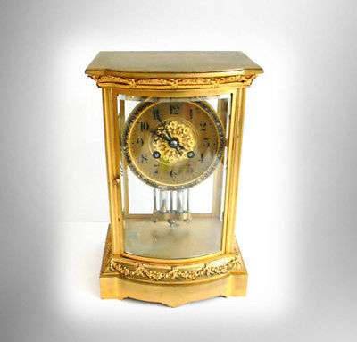 Japy Freres France clock with bejeweled dial - faux mercury pendulum FREE SHIP