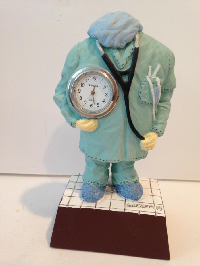 Linden Clock Art Designed By Giuseppi (Signed) Surgeon Figurine
