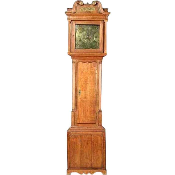 Antique English George III James Sandiford Oak Grandfather Clock 18th century