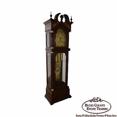 Charles Sligh Mahogany Inlaid 9 Tube Grandfather Clock (AA)