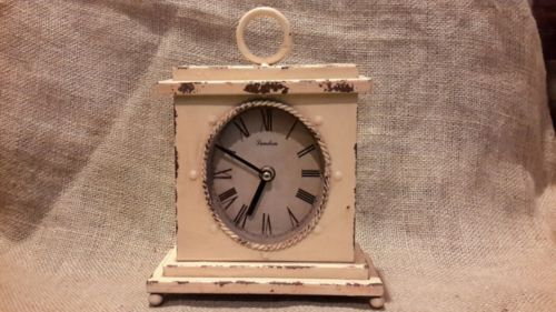 DISTRESSED METAL YELLOW LONDON  WORKING CLOCK EUC