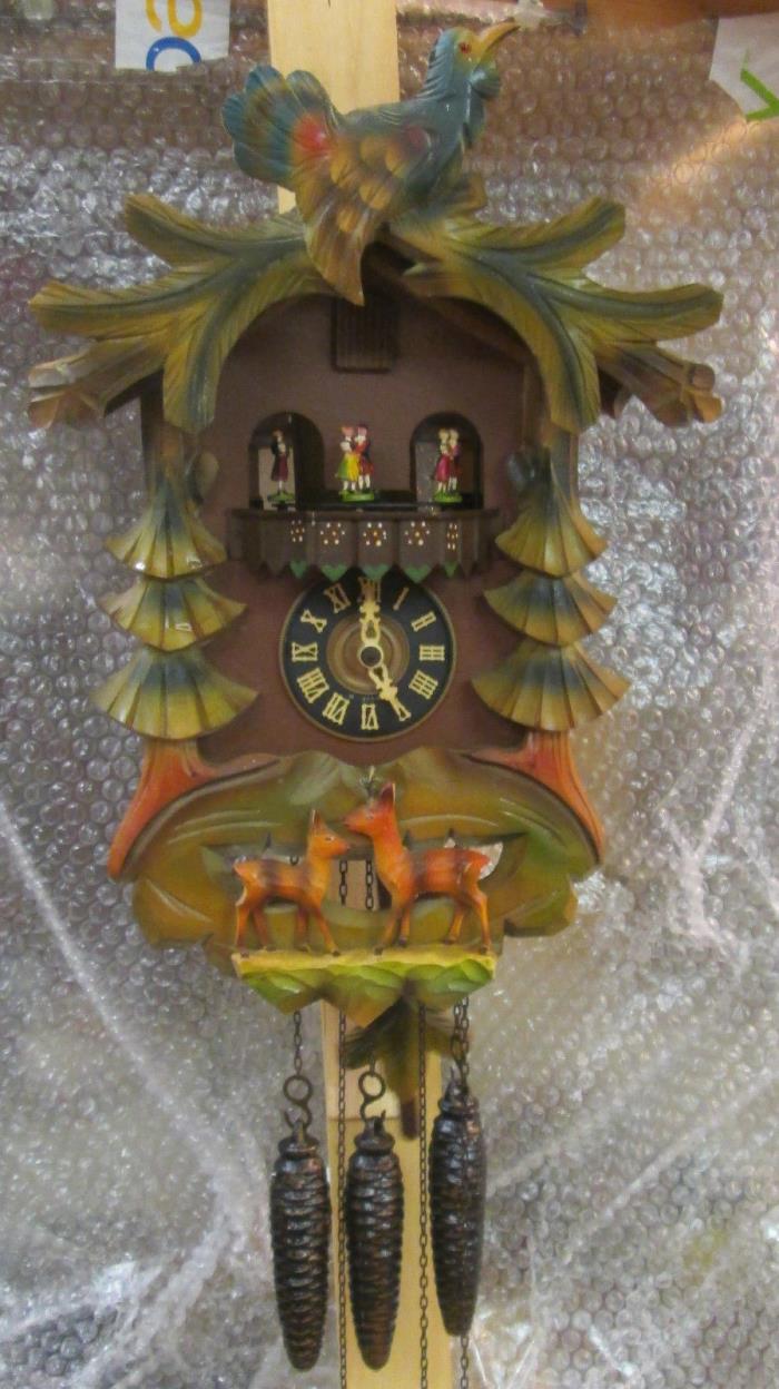 Emil Schmeckenbecher BLK Forest CUCKOO CLOCK WITH CAROUSEL & DANCERS  Musical