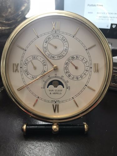 Important Lunar Moonphase Triple Calendar Van Cleef & Arpels Desk Clock
