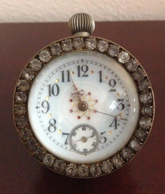 RARE COLLECTIBLE VINTAGE ORNATE CRYSTAL BALL BRASS KINETIC CLOCK. WORKS
