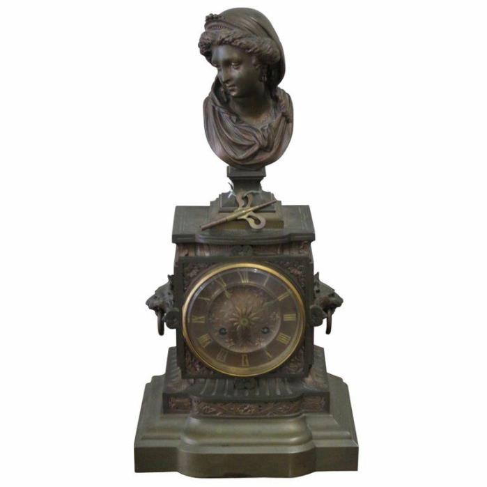 Antique French Carrier Bronze Clock