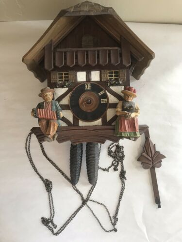 Antique Coo Coo Clock With Carved Couple Not Working