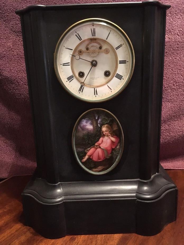 A. Brocot & Deletterz Slate Mantel Clock. Made For Tiffany Co, New York