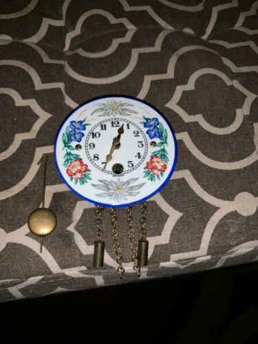 Antique Miniature Porcelain Enamel Wall Clock Hand Painted Engstler Germany L@@K