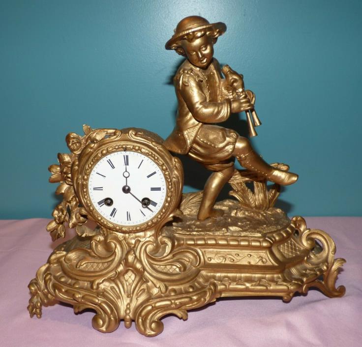 Vintage/Antique French Ormolu Figural Clock Potonie & Co Paris