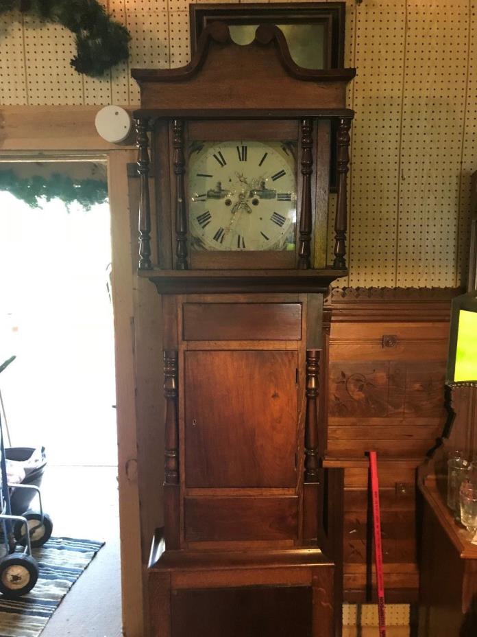 Antique Long Case Grandfather Clock, Walker and Finnemore Dial and Clock Face