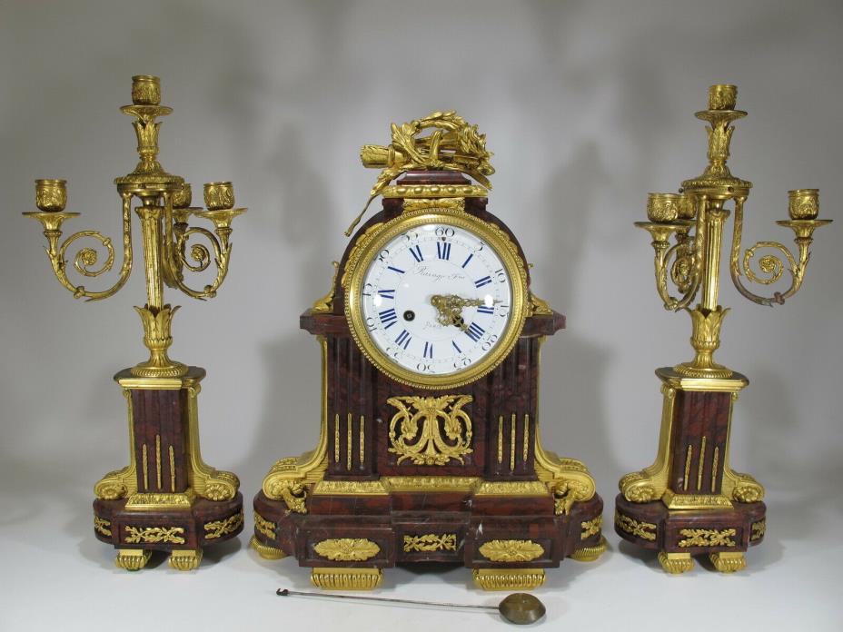 19th C French Raingo Freres, Paris clock set # M498