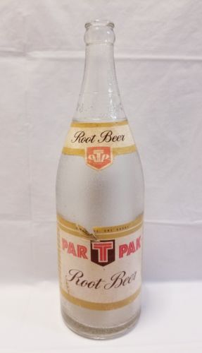 Rare Vintage PAR-T-PAK Root Beer 32 oz. Glass Bottle w/ Paper Labels