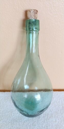 Vintage Round Bottom Chianti Wine Bottle Green Glass 9.5