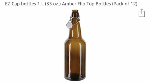 Ez Cap Glass Amber Bottle 33 oz