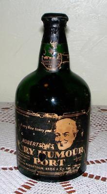 Vintage Deep Green Robertson's Dry Humour Port Bottle with Labels Tax Stamp