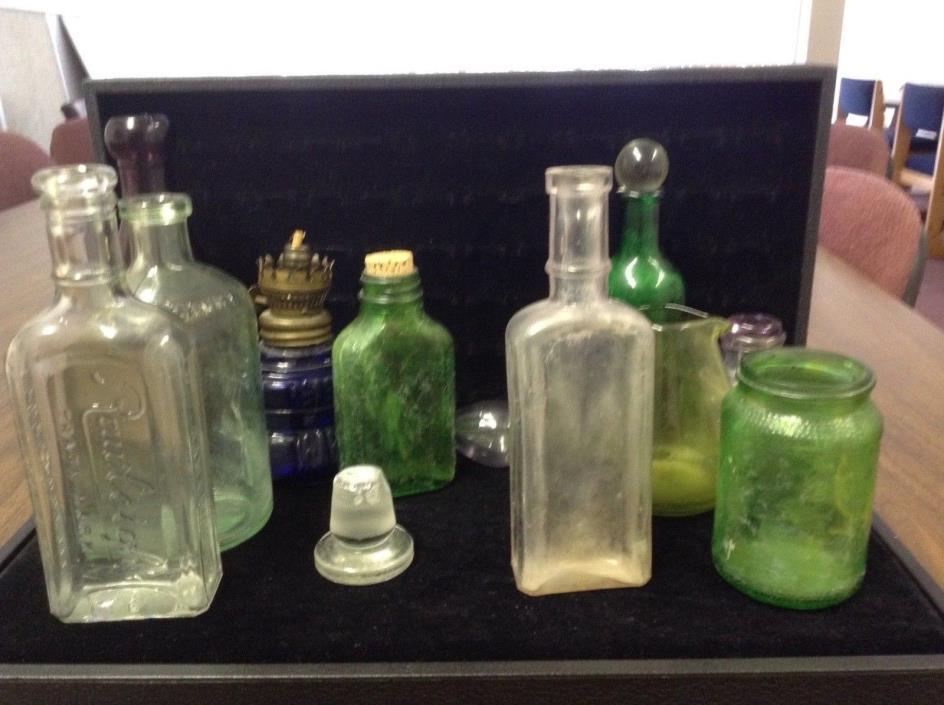 Antique glass bottles