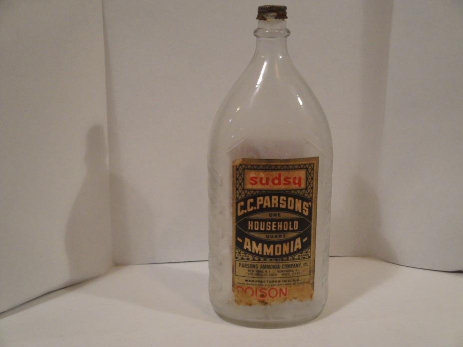 SUDSY C.C. Parsons' Ammonia Bottle, empty QT