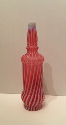 RARE NORTHWOOD Chrysanthemum Cranberry Opalescent Striped Barber Bottle