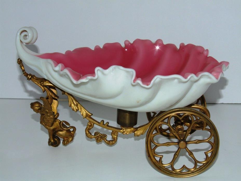 LARGE Figural Shell Shaped Cased BRIDES Bowl w/wheels. FABULOUS & RARE!!