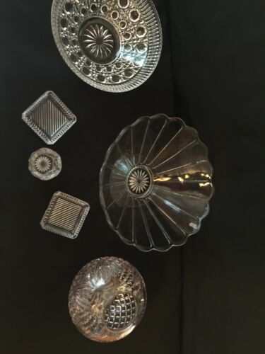 ANTIQUE ~ 6 pcs. Crystal bowls , vase and candle holders