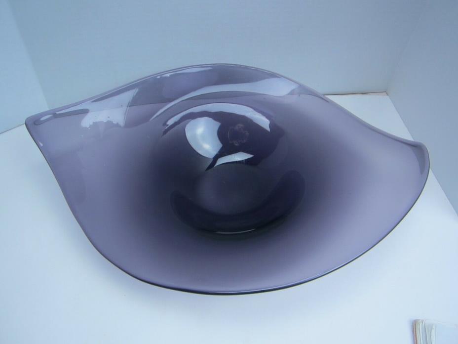 Antique Purple Glass Fruit Bowl Decor Coffee table Centerpiece 17 1/2