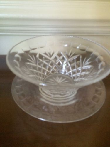 Swedish Orrefors  Cut Crystal Bowl And Plate Beautiful Full Crystal Design 1900’