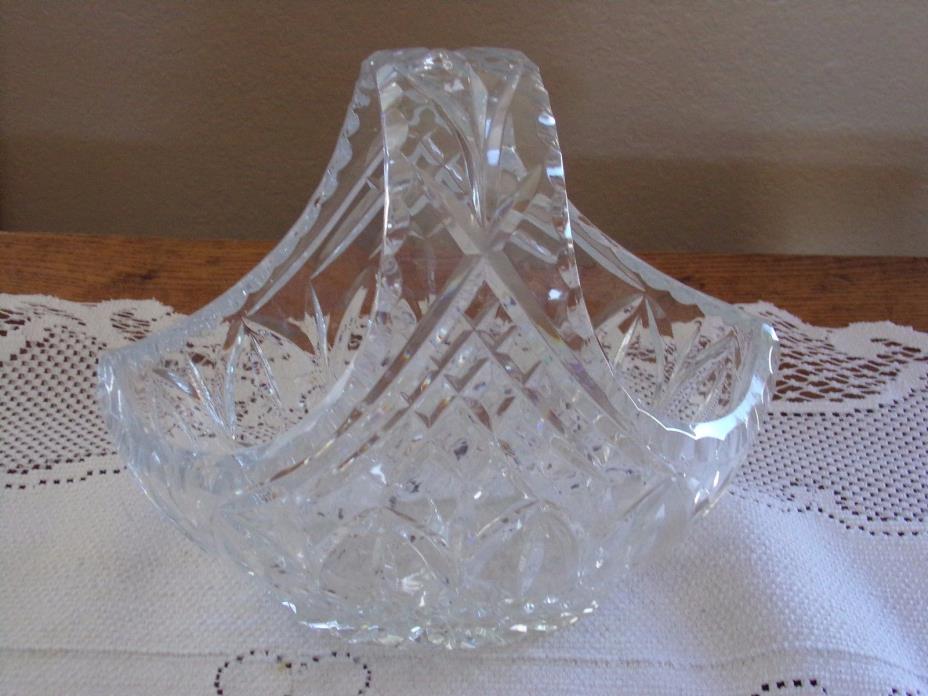 Vintage Glass Crystal Brides Basket Heavy Beautiful