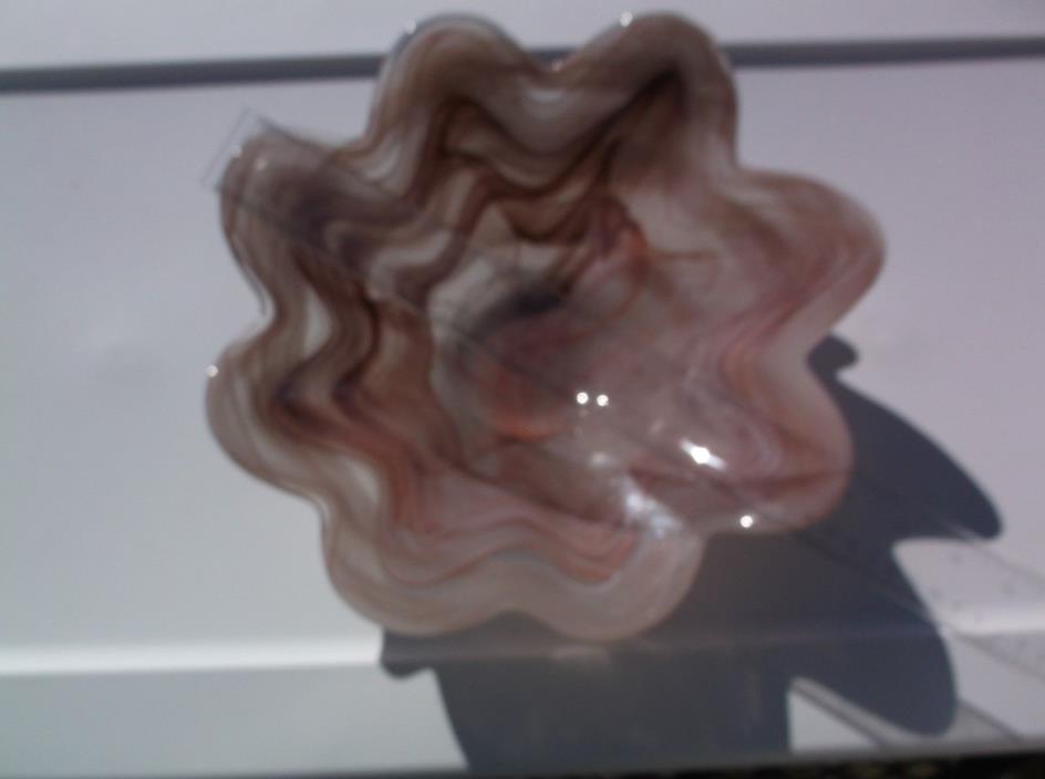 Vintage Large Kitchen Swirled Glass Bowl Glassware swirl Art Deco