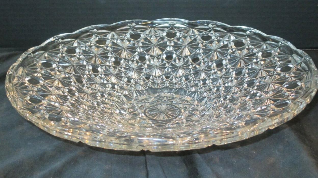 Large Daisy & Buttons Low Bowl Scalloped Rim 12 7/8