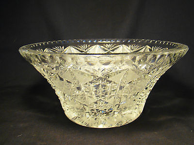 Vintage Cut Glass Crystal Hobstar Paneled Center Bowl 9 3/4