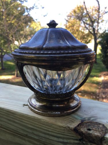 Antique Silver And Crystal Sauce Serving Bowl