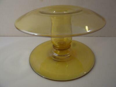 Vintage Victor Durand Art Glass Mushroom Candlestick Candle Stick Yellow Luster