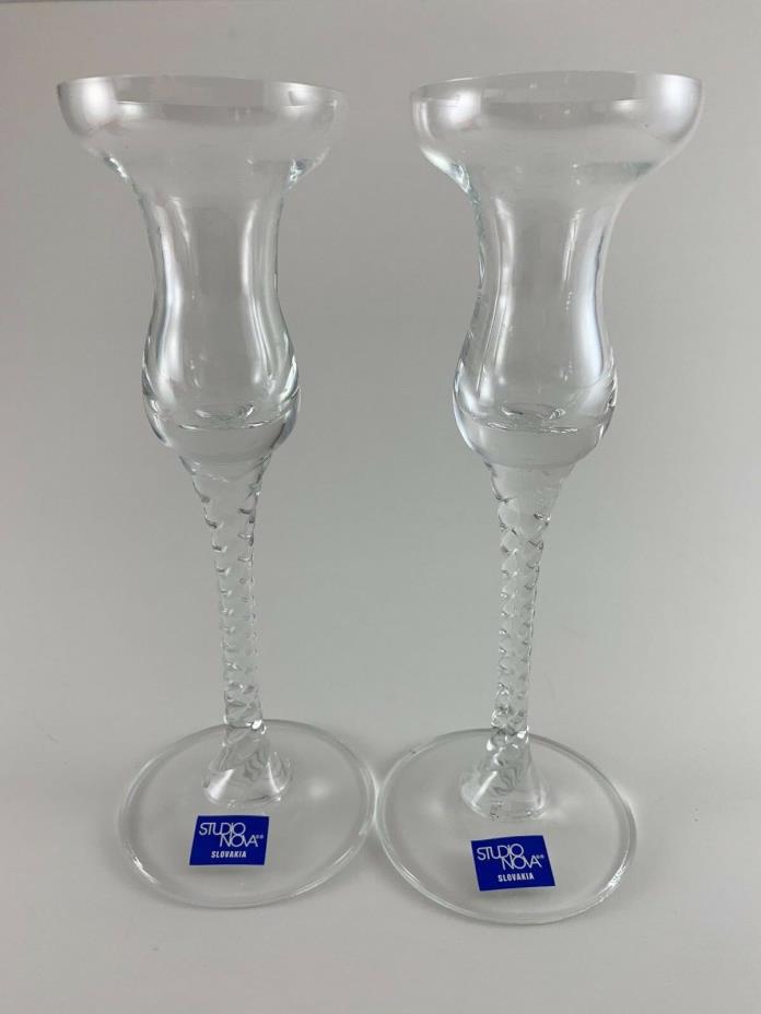 Crystal Candleholders Venice Set Of 2 Twisted Stem 7.5
