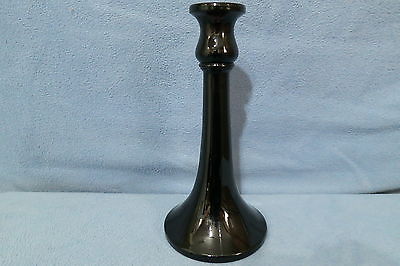 Central or East Wheeling Glass Works Co Trumpet Candle Stick Black Amethyst 9