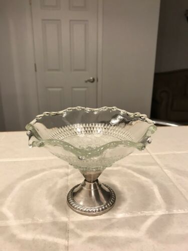 Vintage Duchin Weighted Sterling Silver Crystal Compote Candy Dish