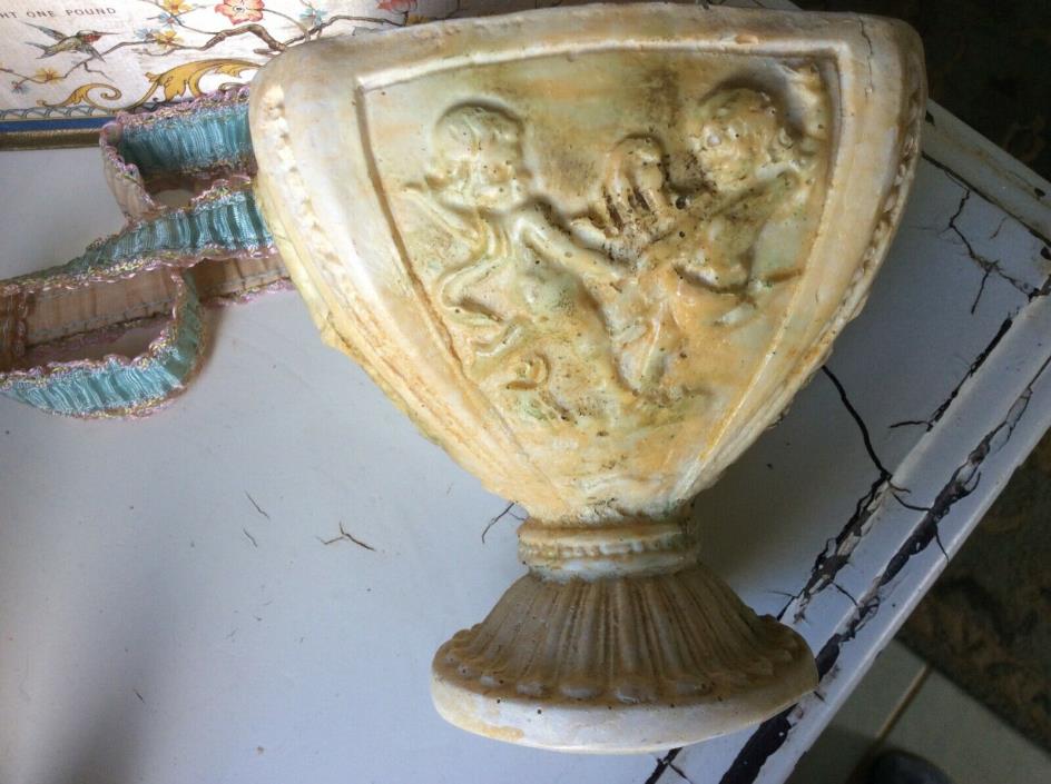 Antique Carved Soap Stone Cherubs Pedestal Bowl