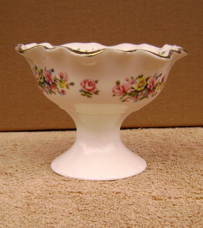 Vintage Ruffled Porcelain Compote Dish Candy Dish Flowers