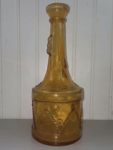 Vintage Gold Yellow Glass Decanter